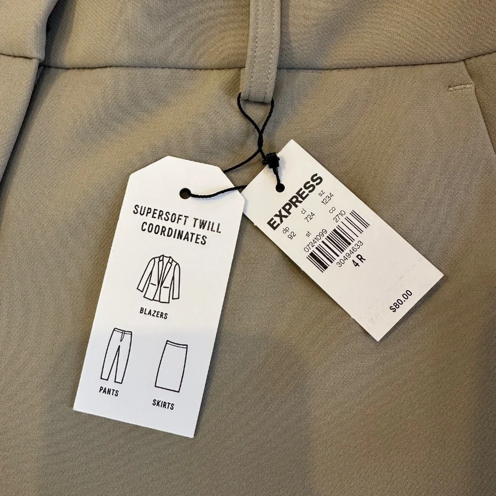 NWT Express Beige/Taupe Mid Rise Boot Supersoft Twill Pant - 4R - Picture 4 of 16